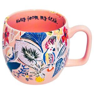NWOT Retired OPALHOUSE MUG Away from My Desk Tropical Floral Cockatoo Stoneware